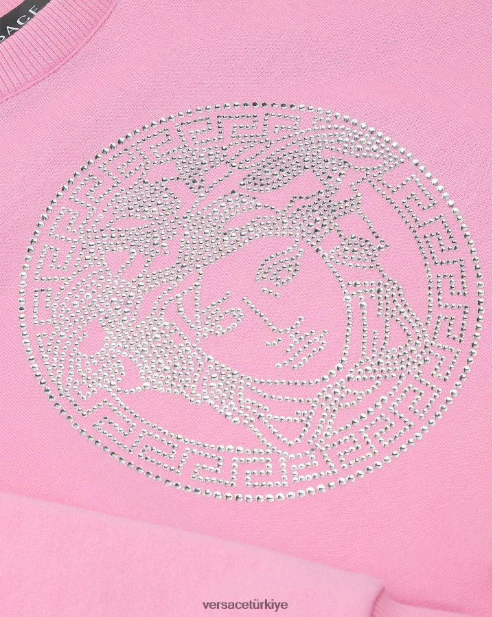 Versace kristal medusa kazak çocuklar pembe Giyim B0HHR82001