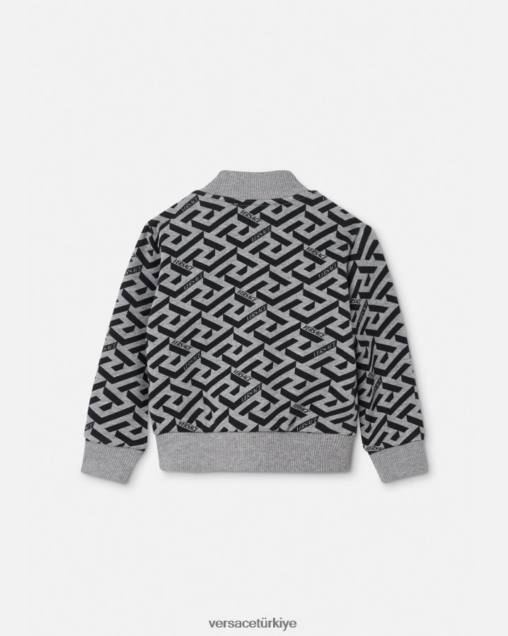 Versace la greca bebek fermuarlı sweatshirt çocuklar gri ve baskı Giyim B0HHR81909