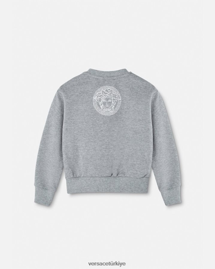 Versace logolu bebek sweatshirt çocuklar gri Giyim B0HHR81856