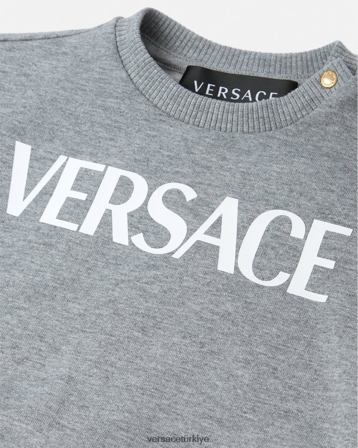 Versace logolu bebek sweatshirt çocuklar gri Giyim B0HHR81856