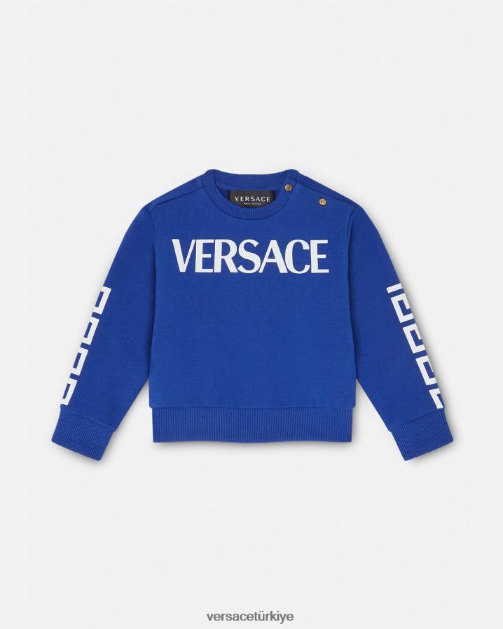 Versace logolu bebek sweatshirt çocuklar mavi Giyim B0HHR81888