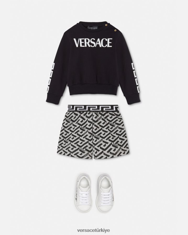 Versace logolu bebek sweatshirt çocuklar siyah Giyim B0HHR81905