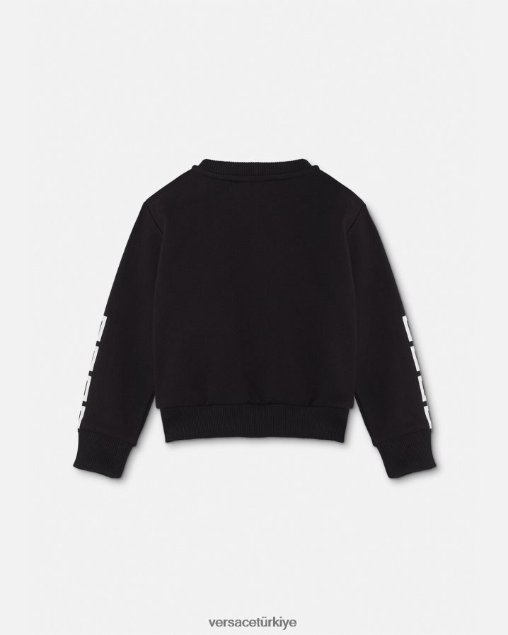 Versace logolu bebek sweatshirt çocuklar siyah Giyim B0HHR81905