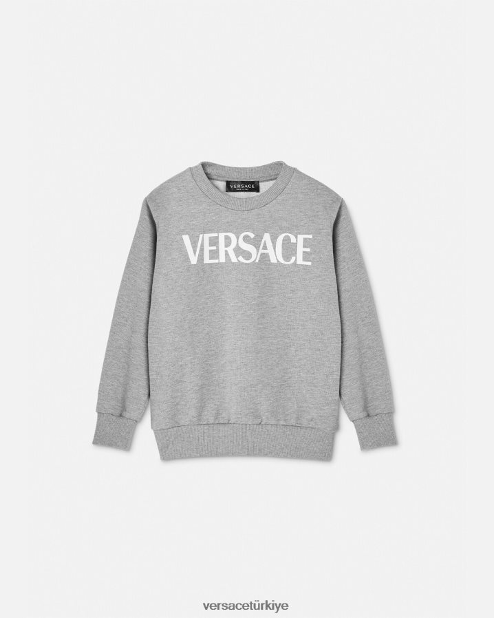 Versace logolu kazak çocuklar gri Giyim B0HHR82095