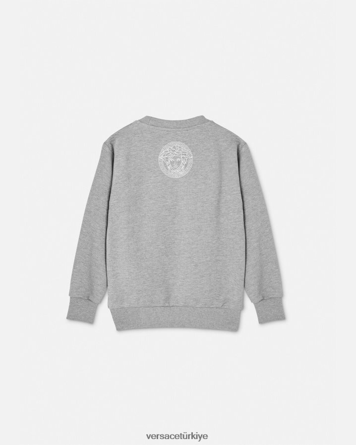 Versace logolu kazak çocuklar gri Giyim B0HHR82095
