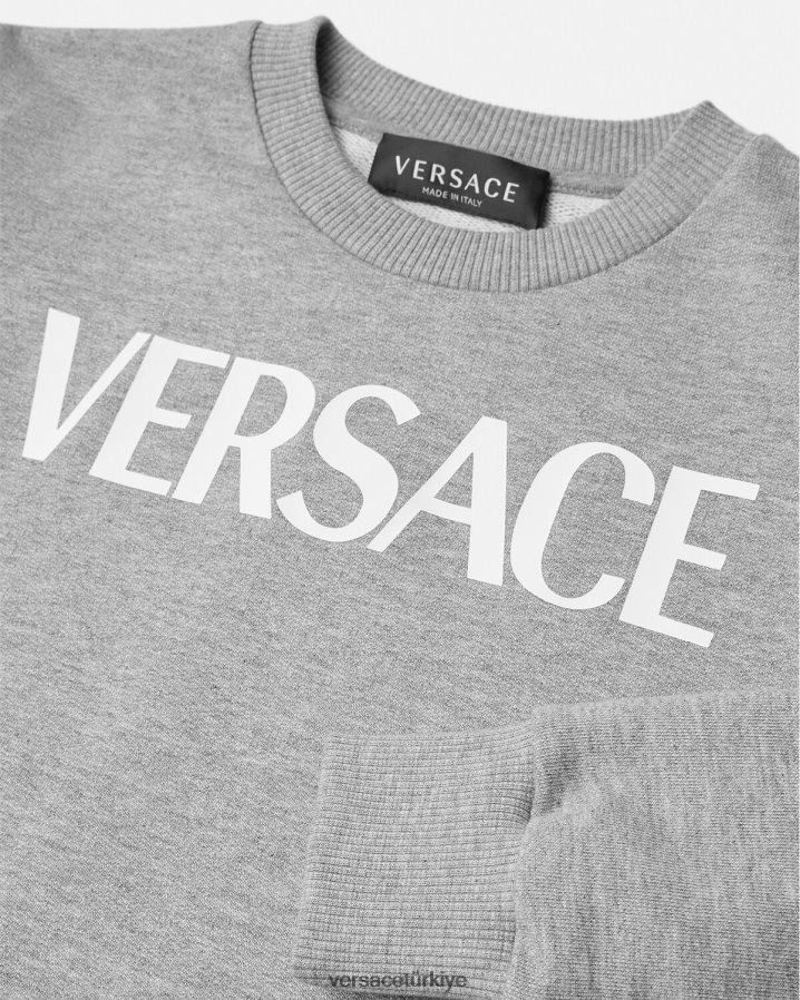 Versace logolu kazak çocuklar gri Giyim B0HHR82095