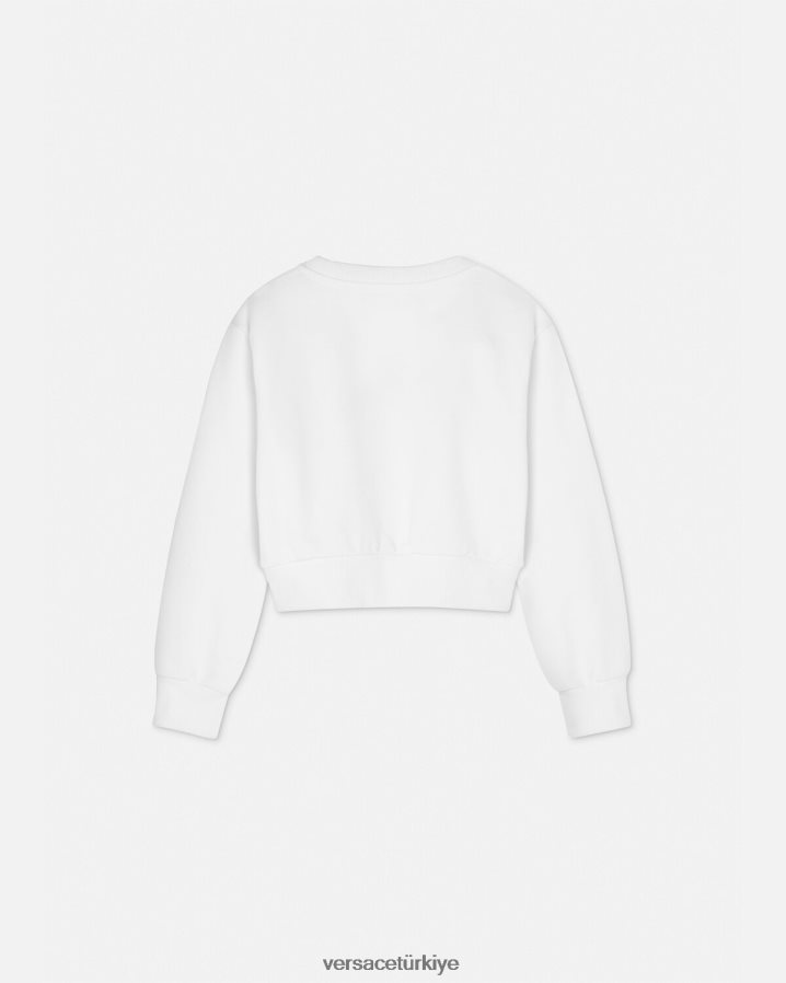Versace logolu sweatshirt çocuklar Beyaz altın Giyim B0HHR81935