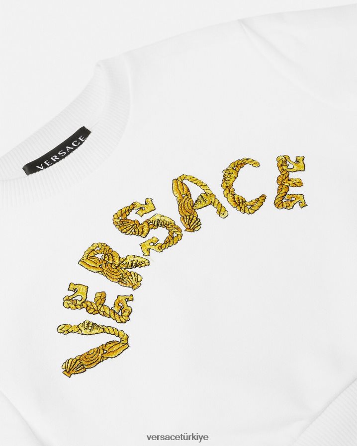 Versace logolu sweatshirt çocuklar Beyaz altın Giyim B0HHR81935