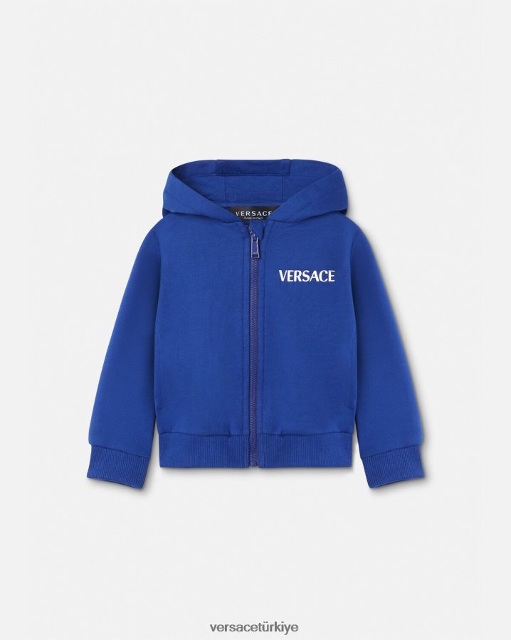 Versace üniversite logolu bebek sweatshirt çocuklar mavi Giyim B0HHR81923