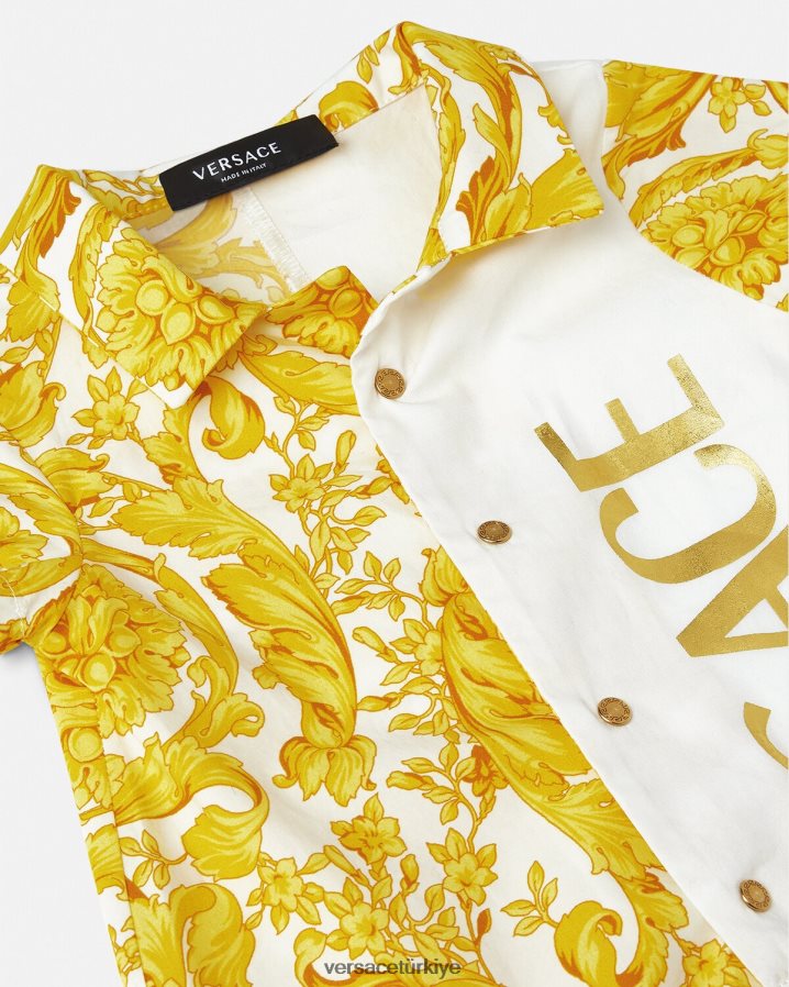 Versace barocco bebek tulumu çocuklar Beyaz altın Giyim B0HHR81819