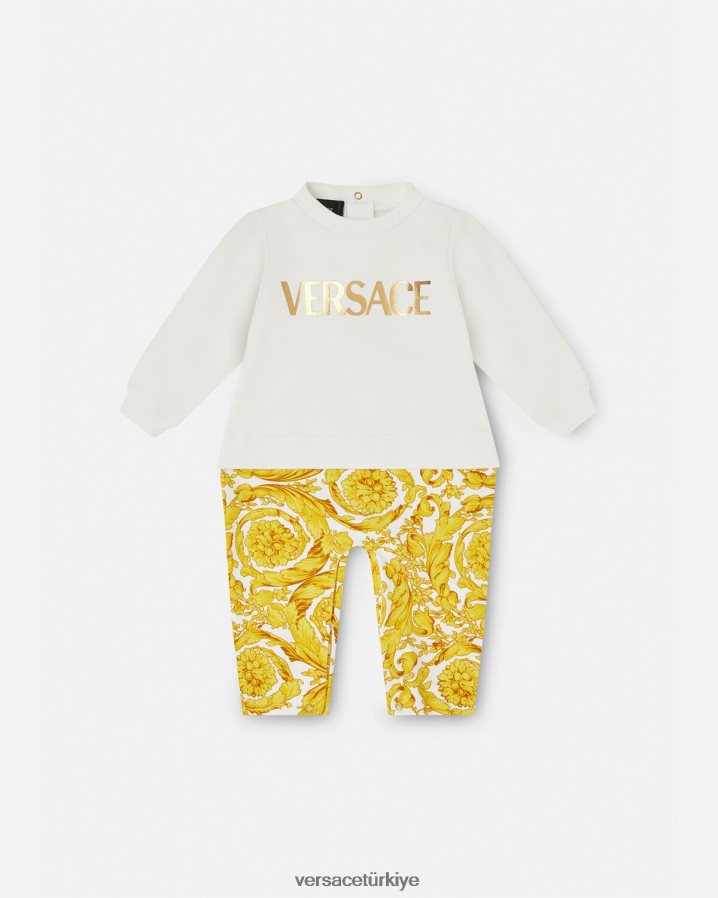 Versace barocco bebek tulumu çocuklar Beyaz altın Giyim B0HHR81821