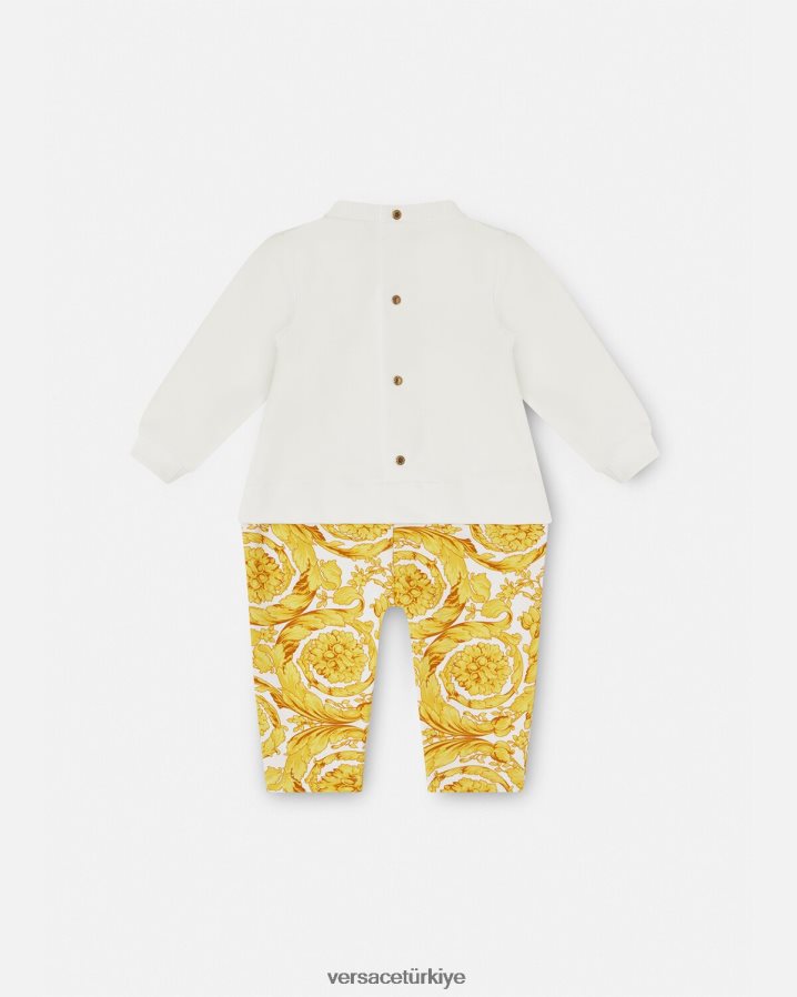 Versace barocco bebek tulumu çocuklar Beyaz altın Giyim B0HHR81821
