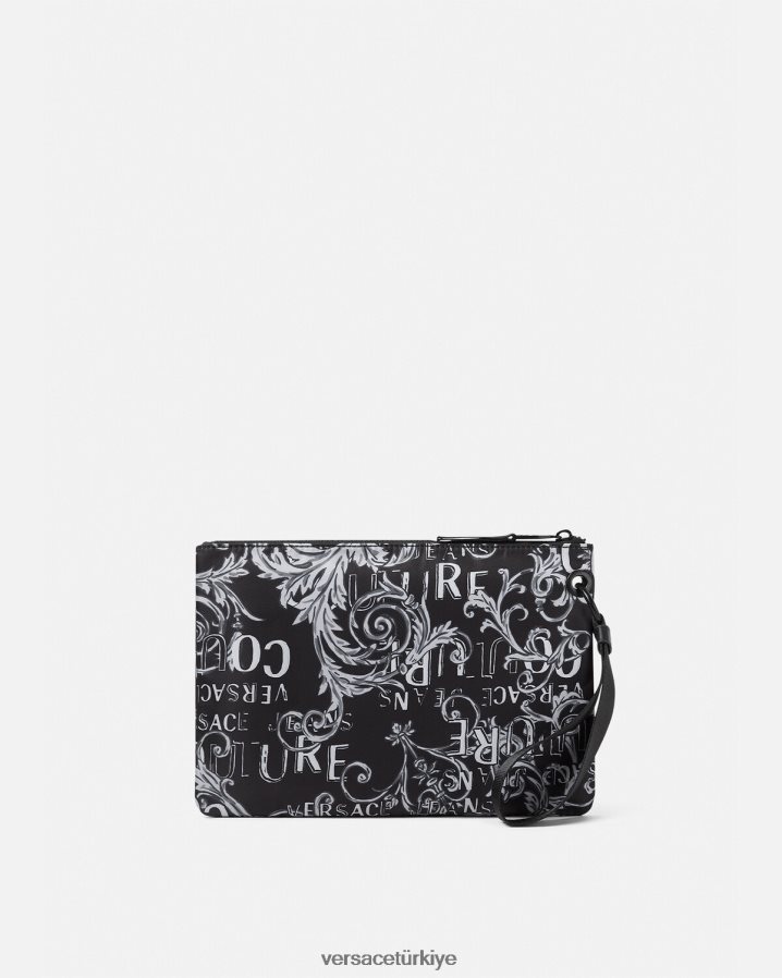 Versace çift ​​logolu couture v amblemli kese erkekler Siyah gri Aksesuarlar B0HHR82496