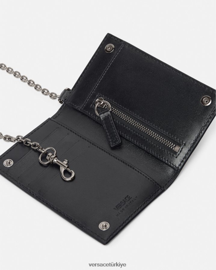 Versace la greca imzalı zincir kart sahibi erkekler Siyah gri Aksesuarlar B0HHR81652