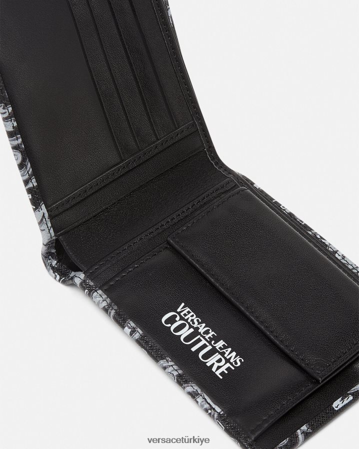 Versace logo couture çift katlı cüzdan erkekler Siyah gri Aksesuarlar B0HHR82516