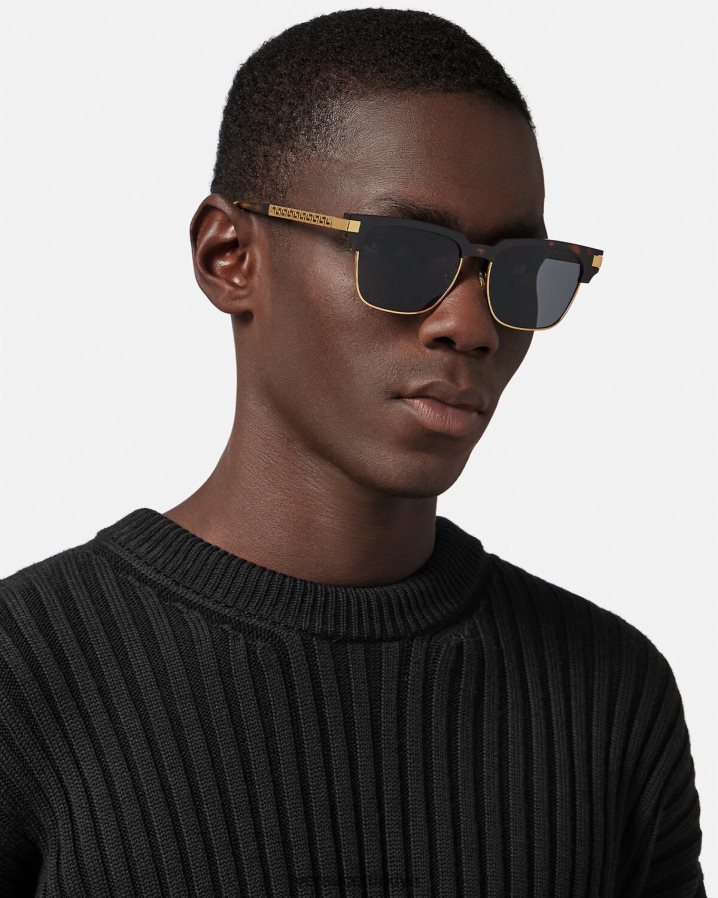 Versace greca güneş gözlüğü erkekler Havana Aksesuarlar B0HHR81681