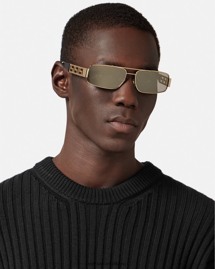 Versace greca güneş gözlüğü erkekler altın Aksesuarlar B0HHR81677