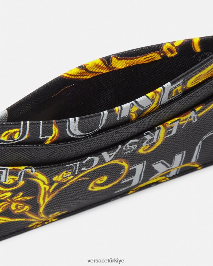 Versace logo couture kart sahibi erkekler siyah altın Aksesuarlar B0HHR82515