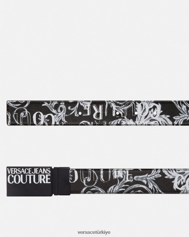Versace çift ​​taraflı logolu couture kemer erkekler Siyah gri Aksesuarlar B0HHR82507