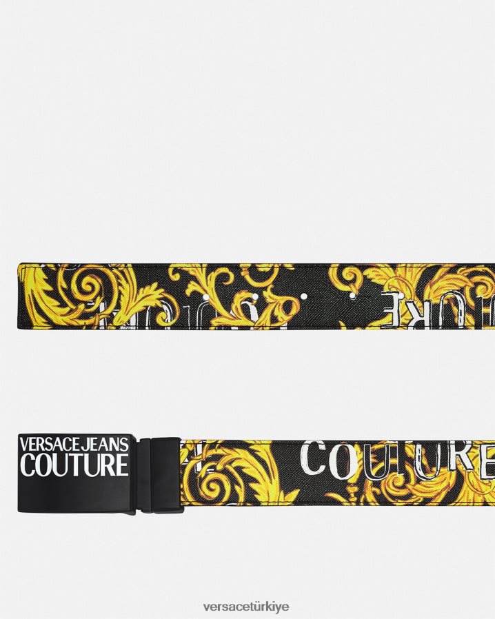 Versace çift ​​taraflı logolu couture kemer erkekler siyah altın Aksesuarlar B0HHR82505