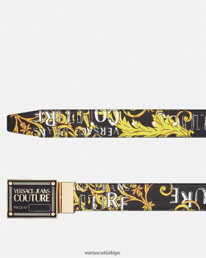 Versace çift ​​taraflı logolu couture kemer erkekler siyah altın Aksesuarlar B0HHR82506