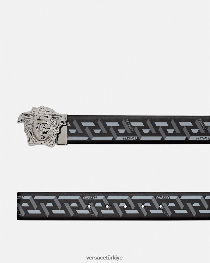 Versace la greca medusa ters çevrilebilir kemer erkekler Siyah gri Aksesuarlar B0HHR81628