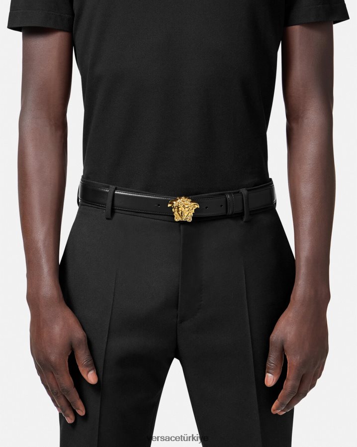 Versace la medusa deri kemer erkekler siyah Aksesuarlar B0HHR81619