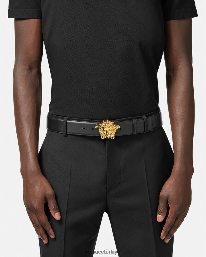 Versace la medusa deri kemer erkekler siyah Aksesuarlar B0HHR81620