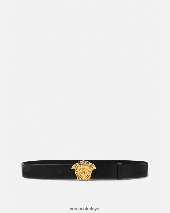 Versace la medusa greca deri kemer erkekler siyah Aksesuarlar B0HHR81623