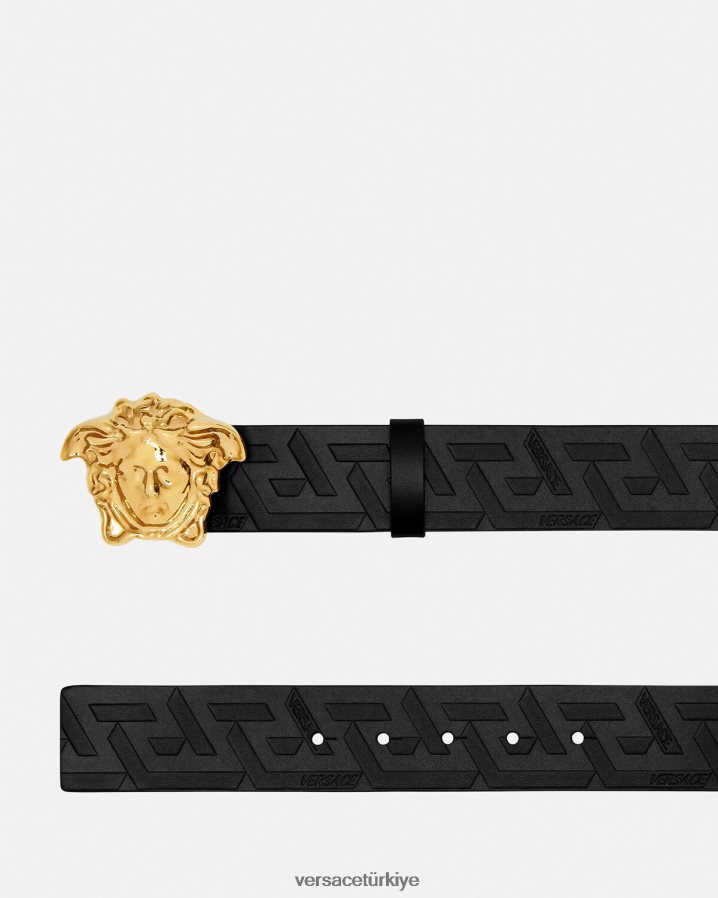 Versace la medusa greca deri kemer erkekler siyah Aksesuarlar B0HHR81623