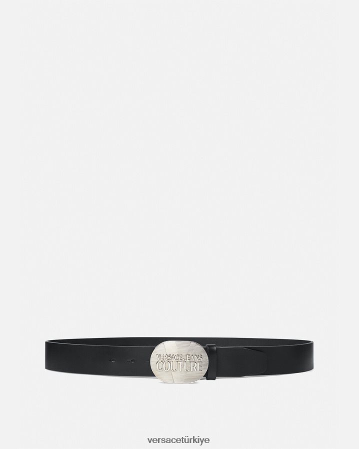 Versace logo rodeo kemeri erkekler siyah gümüş Aksesuarlar B0HHR82511
