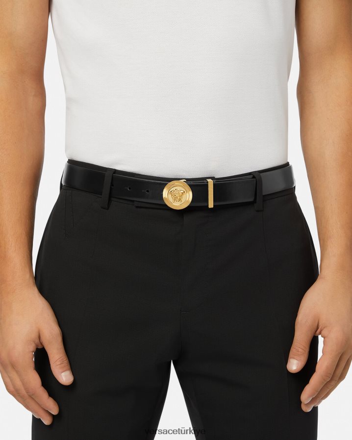 Versace medusa biggie deri kemer erkekler siyah Aksesuarlar B0HHR81609