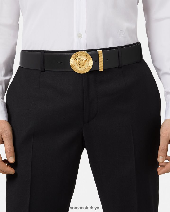 Versace medusa biggie deri kemer erkekler siyah Aksesuarlar B0HHR81611
