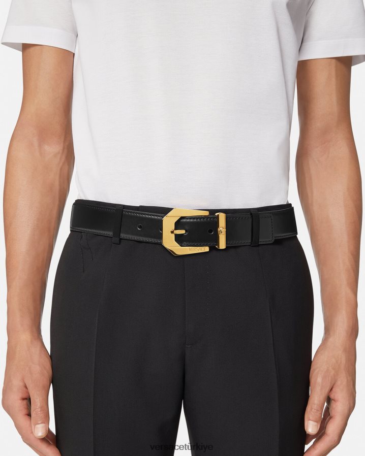 Versace medusa deri kemer erkekler siyah Aksesuarlar B0HHR81616
