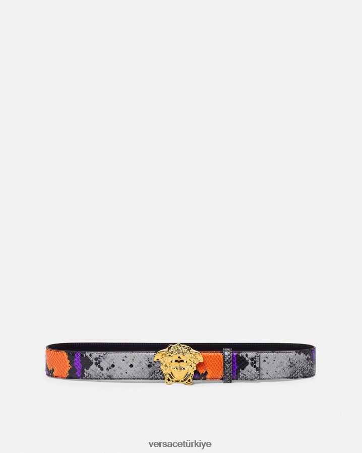 Versace medusa piton desenli deri kemer erkekler çok renkli Aksesuarlar B0HHR81631