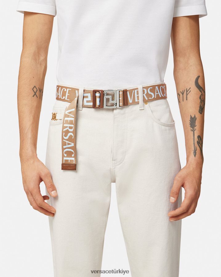 Versace tamamen ters çevrilebilir kemer erkekler bej Aksesuarlar B0HHR81613