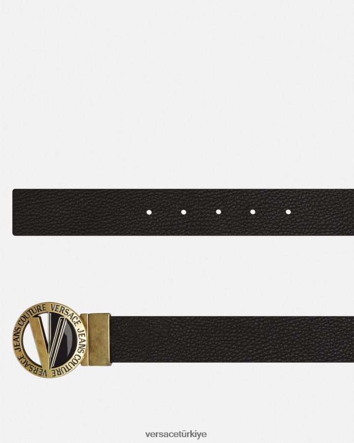 Versace v amblemli yuvarlak kemer erkekler siyah Aksesuarlar B0HHR82473