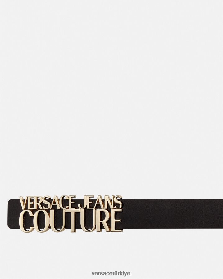 Versace yazı logolu kemer erkekler altın ve siyah Aksesuarlar B0HHR82477
