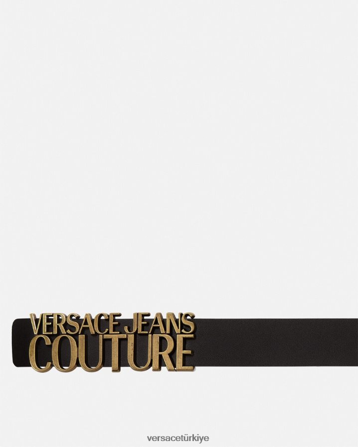Versace yazı logolu kemer erkekler siyah altın Aksesuarlar B0HHR82478