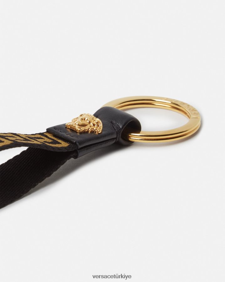 Versace Greca anahtarlık erkekler siyah altın Aksesuarlar B0HHR81656