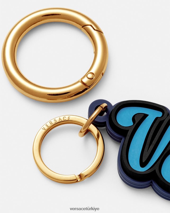 Versace üniversite logosu silikon anahtarlık erkekler mavi Aksesuarlar B0HHR81655
