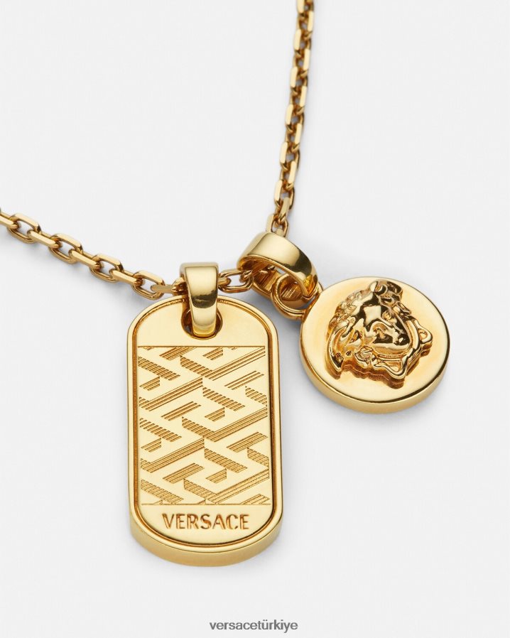 Versace la greca etiket kolye erkekler altın Aksesuarlar B0HHR81688