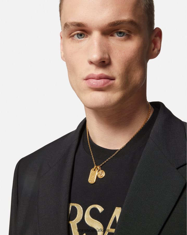 Versace la greca etiket kolye erkekler altın Aksesuarlar B0HHR81688