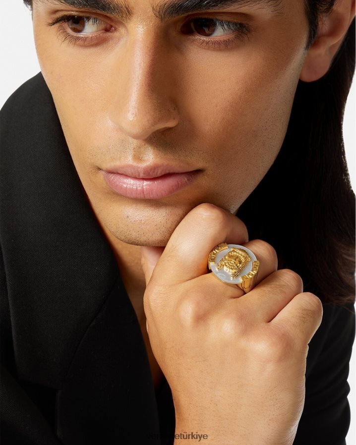Versace la maschera sedef yüzük erkekler beyaz Aksesuarlar B0HHR81695