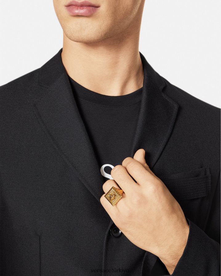 Versace medusa kare yüzük erkekler altın Aksesuarlar B0HHR81691