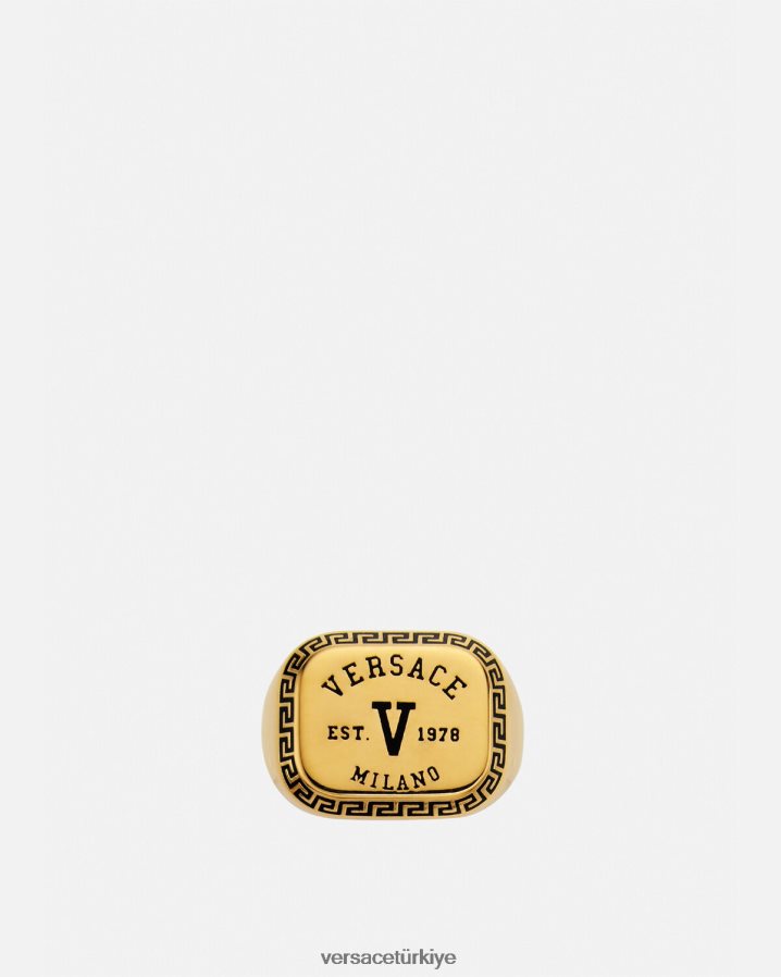 Versace üniversite logolu yüzük erkekler siyah altın Aksesuarlar B0HHR81699