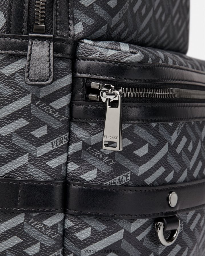 Versace la greca imzalı sırt çantası erkekler Siyah gri çanta B0HHR81487