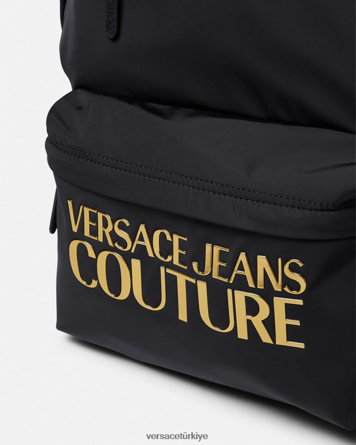 Versace logo couture sırt çantası erkekler siyah altın Aksesuarlar B0HHR82492