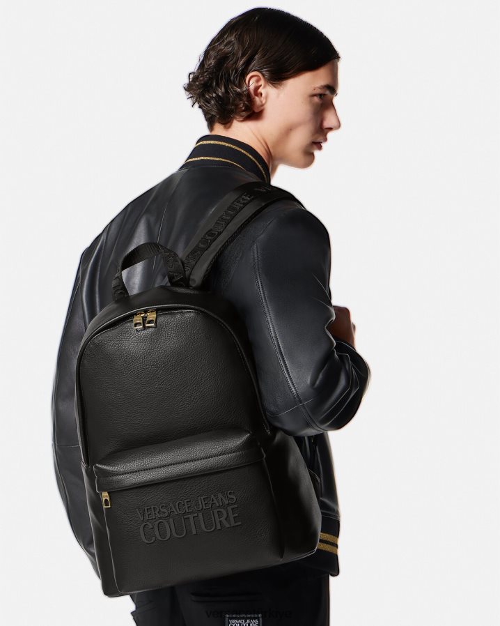 Versace logo sırt çantası erkekler siyah Aksesuarlar B0HHR82472
