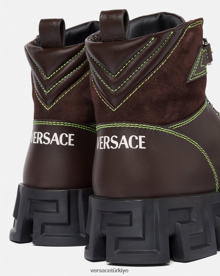 Versace greca labirent yürüyüş botları erkekler kahverengi ayakkabı B0HHR81582
